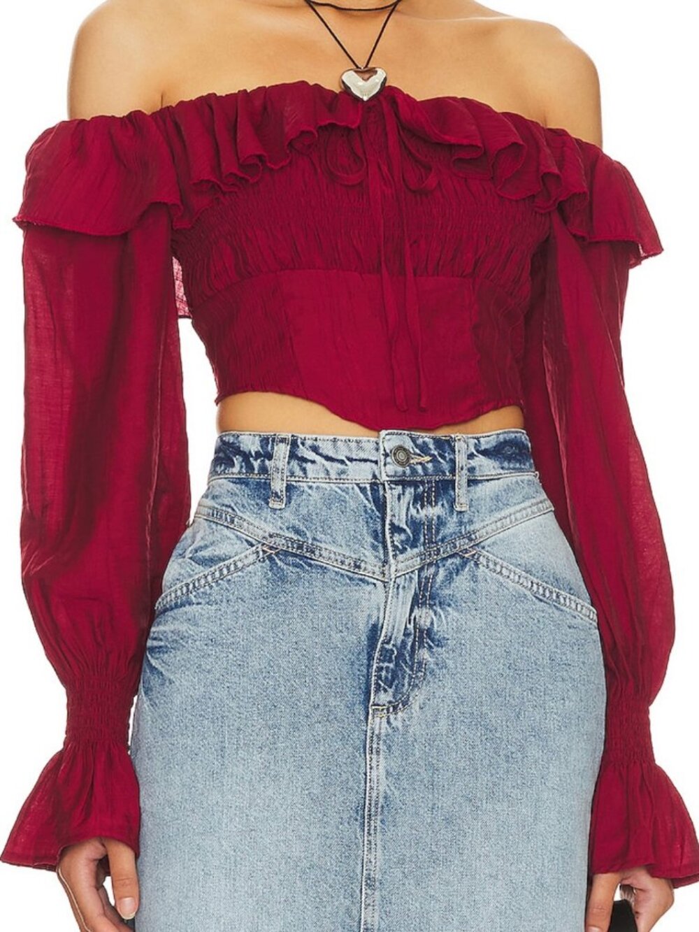 MORE TO COME Pia Long Sleeve Top Deep Red